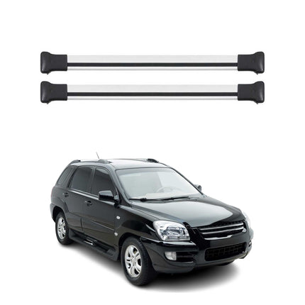 Dachträger Grundtäger für Kia Sportage JE 2004-2010 75kg Aluminium Silber 2 tlg