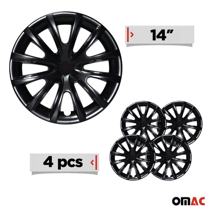 4x 14" Radkappen Radzierblenden Radblenden für VW für Audi Skoda ABS Schwarz