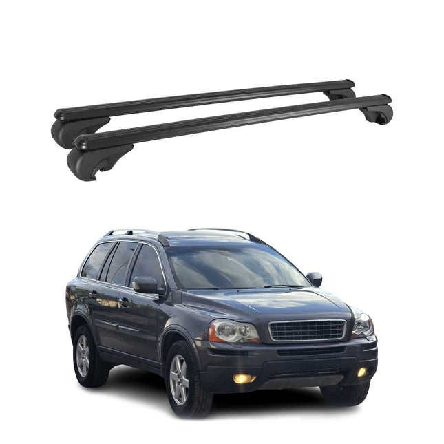 Dachträger Grundtäger für Volvo XC90 mk1 2002-2014 75kg Aluminium Schwarz 2 tlg