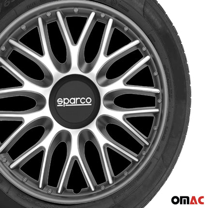 Radkappen Radzierblenden Sparco Roma 15" Zoll Auto Abdeckung Set Silber Grau 4x