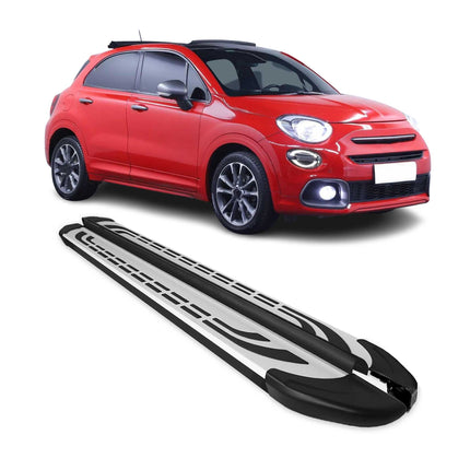 Trittbretter Seitenschweller Seitenbretter für Fiat 500X 2015-2026 Schwarz Alu