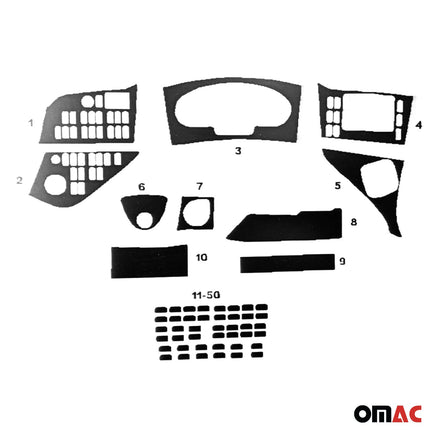 Innenraum Dekor Cockpit für Mercedes Travego 2012-2015 Aluminium Optik 50tlg