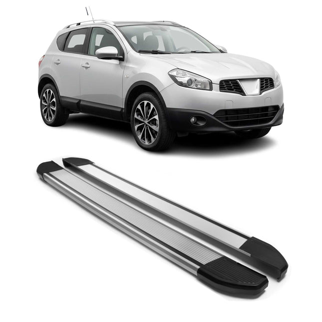 Alu Seitenschweller Trittbretter für Nissan Qashqai +2 NJ10 2008-2013 Silber 2x