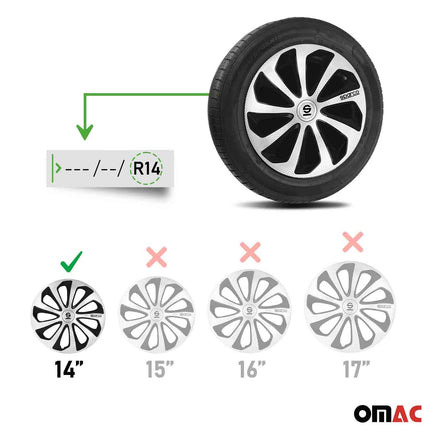 Radkappen Radzierblenden Sparco Sicilia 14" Zoll Auto Silber Carbon Schwarz 4x