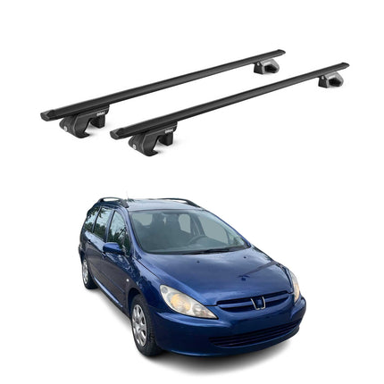 Dachträger Grundtäger für Peugeot 307 Kombi 2002-2008 90kg Alu Schwarz 2 tlg ABE