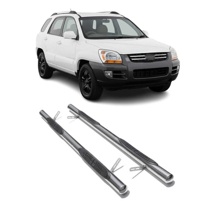 Edelstahl Trittbretter Schwellerrohre für Kia Sportage 2004-2010 Silber