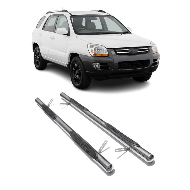 Edelstahl Trittbretter Schwellerrohre für Kia Sportage 2004-2010 Silber