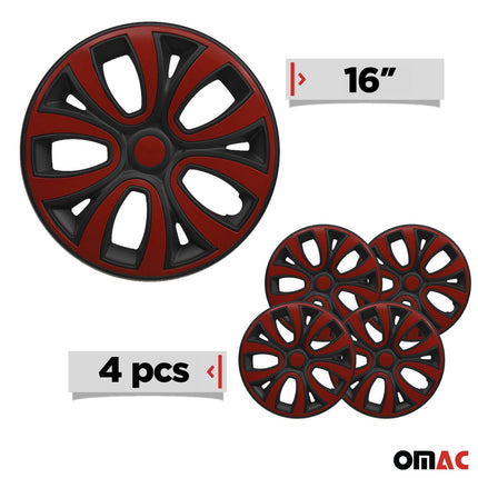 4 Stück Radblenden Radkappen Radzierblenden 16" Zoll Stahlfelgen Schwarz Rot