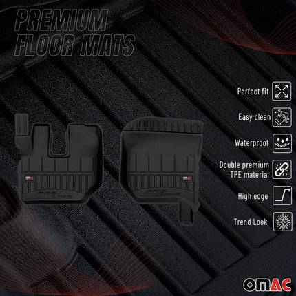 OMAC Gummi Fußmatten für DAF LF 2002-2026 Premium TPE 3D Automatten Schwarz 2x