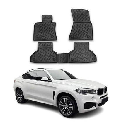 OMAC Gummimatten Fußmatten für BMW X6 F16 F86 2014-2019 TPE Automatte Schwarz 4x