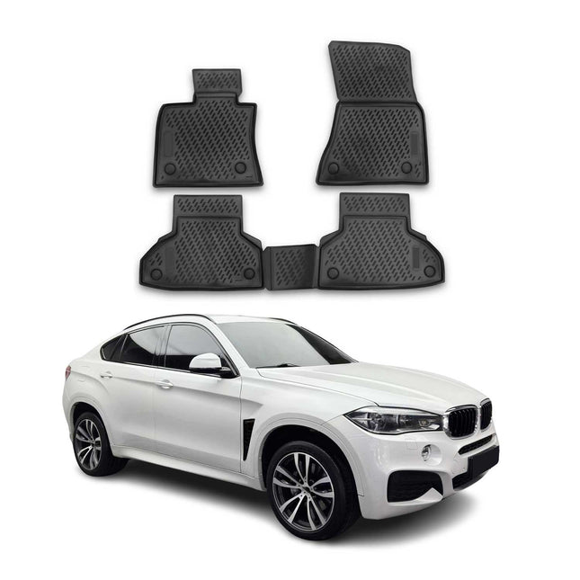 OMAC Gummimatten Fußmatten für BMW X6 F16 F86 2014-2019 TPE Automatte Schwarz 4x