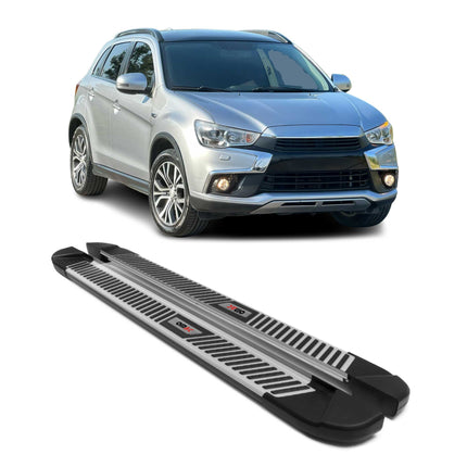 Trittbretter Seitenschweller für Mitsubishi ASX 2010-2022 Alu Grau Schwarz 2tlg