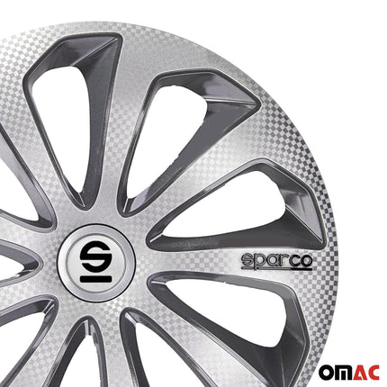 Radkappen Radzierblenden Sparco Sicilia 14" Zoll Abdeckung Silber Carbon Grau 4x