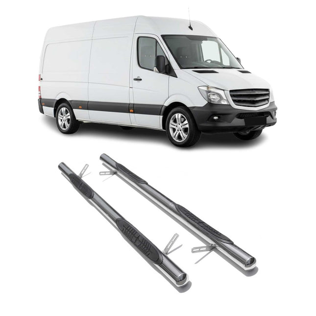 Stahl Trittbretter Schwellerrohre für Mercedes Sprinter W906 Langer L3/L4 Grau