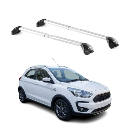Dachträger Grundtäger für Ford Ka+ Active 2018-2020 5 tür 100kg Alu Grau 2x ABE