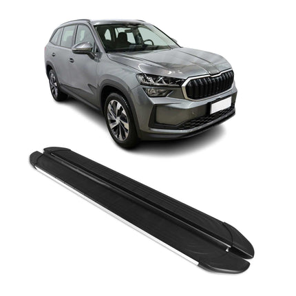Trittbretter Seitenschweller für Skoda Kodiaq II 2024-2026 Alu Schwarz Silber