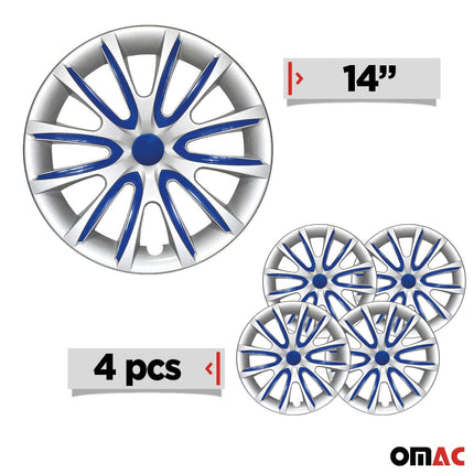 4x Radblenden Radkappen Radzierblenden für 14" Zoll Stahlfelgen Grau Dunkel Blau