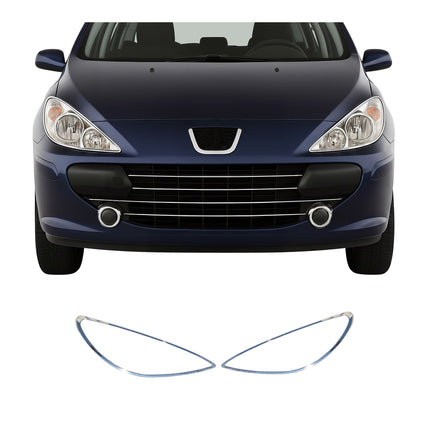 Scheinwerfer Leisten Scheinwerferblende für Peugeot 307 2001-2009 Chrom ABS 2tlg