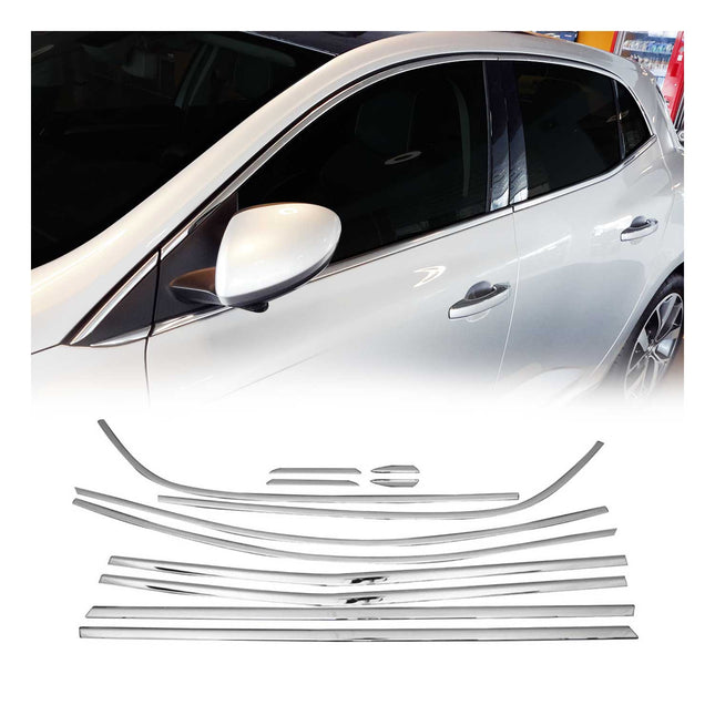 Fensterleisten Zierleisten für Renault Megane 2015-2020 Edelstahl Chrom 12tlg