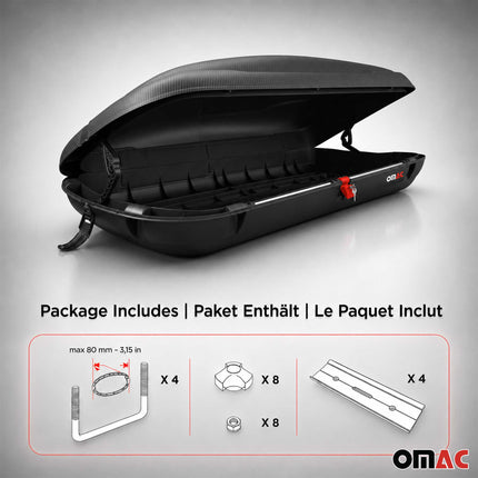 OMAC Dachbox Dachkoffer Gepäckbox 480 Liter Carbonlook Abschließbar Autobox TÜV