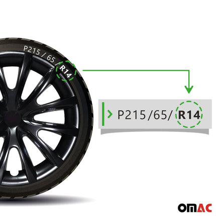 4x 14" Radkappen Radzierblenden Radblenden für VW für Audi Skoda ABS Schwarz