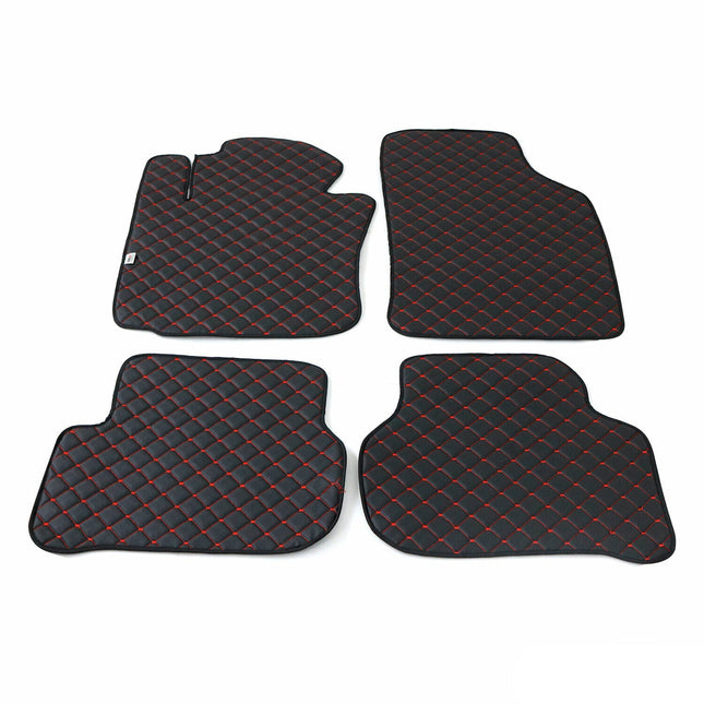 Fußmatten Leder Automatten für VW Passat B8 2014-2023 Kunstleder Schwarz Rot