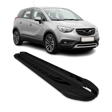 Trittbretter Schweller Seitenbretter für Opel Crossland X 2017-2024 Alu Schwarz