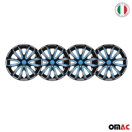 4x Radkappen Radzierblenden Radblenden 16" Zoll Stahlfelgen Schwarz Blau