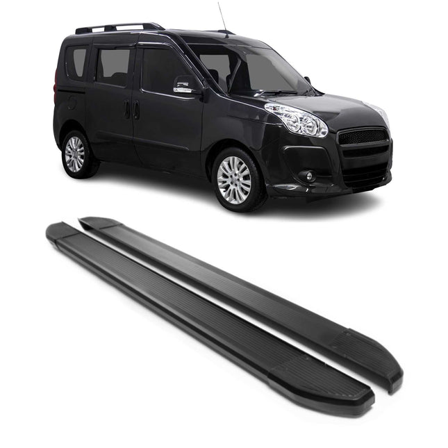 Alu Seitenschweller Trittbretter für Fiat Doblo 2010-2020 Kurzer RS Schwarz 2tlg