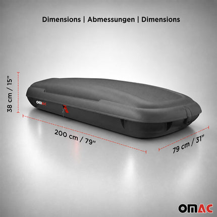 OMAC Dachbox Dachkoffer Gepäckbox 480 Liter Carbonlook Abschließbar Autobox TÜV