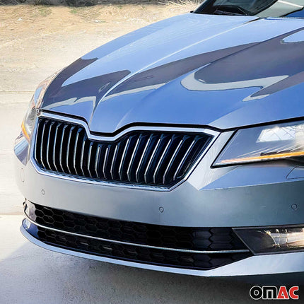 Kühlergrill Leisten Grillleisten für Skoda Superb 2015-2019 Edelstahl Chrom 16x