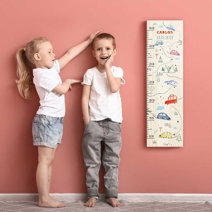 SEO. Messlatte mit Namen für Kinder im Autokarte Design - Linkreich