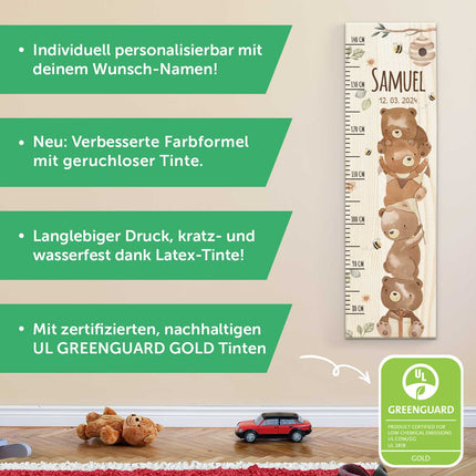SEO. Messlatte mit Namen für Kinder im Bären Design - Linkreich