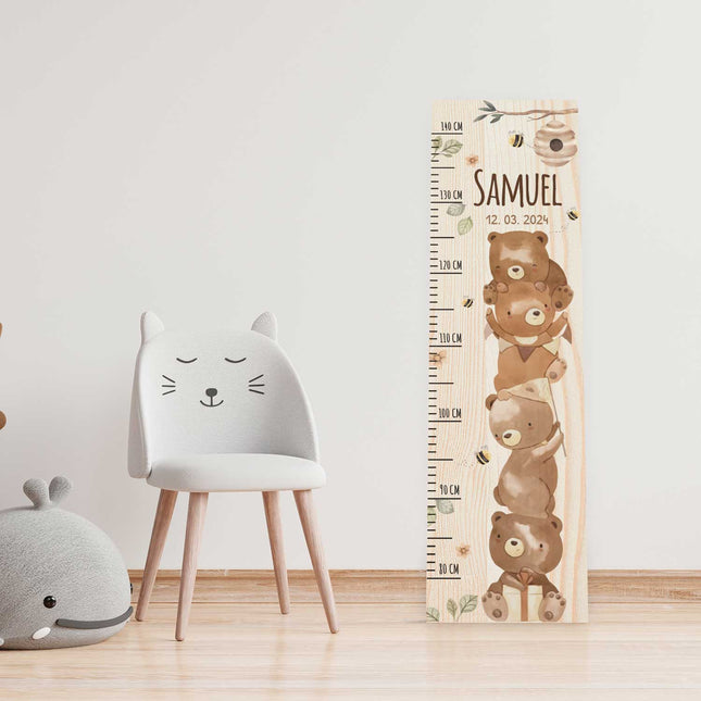 SEO. Messlatte mit Namen für Kinder im Bären Design - Linkreich