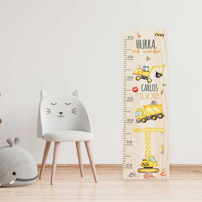 SEO. Messlatte mit Namen für Kinder im Baustellen Design - Linkreich