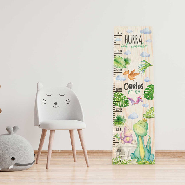SEO. Messlatte mit Namen für Kinder im Dinosaurier Design - Linkreich