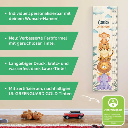SEO. Messlatte mit Namen für Kinder im Dschungeltiere Design - Linkreich