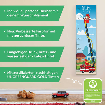 SEO. Messlatte mit Namen für Kinder im Feuerwehr Design - Linkreich