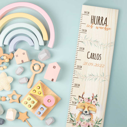 SEO. Messlatte mit Namen für Kinder im Fuchs Design - Linkreich