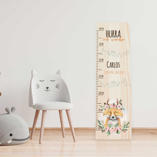 SEO. Messlatte mit Namen für Kinder im Fuchs Design - Linkreich