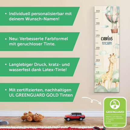 SEO. Messlatte mit Namen für Kinder im Giraffe Design - Linkreich