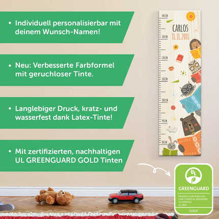 SEO. Messlatte mit Namen für Kinder im Lesetiere Design - Linkreich