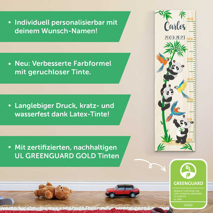 SEO. Messlatte mit Namen für Kinder im Panda Design - Linkreich