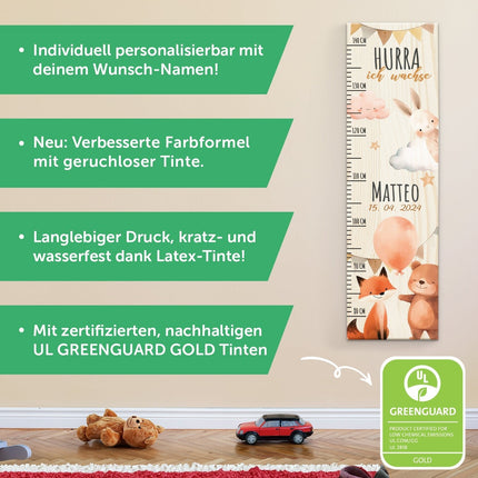 SEO. Messlatte mit Namen für Kinder im Party Design - Linkreich