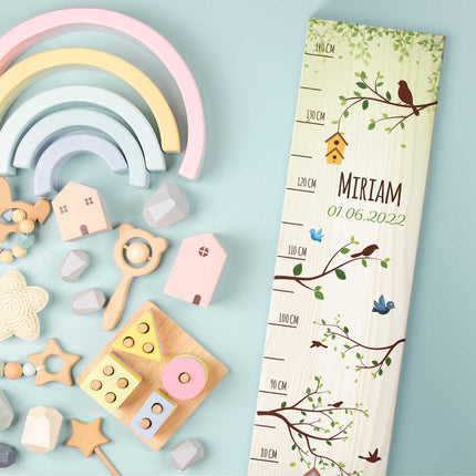 SEO. Messlatte mit Namen für Kinder im Vögel Design - Linkreich