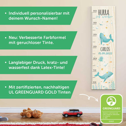 SEO. Messlatte mit Namen für Kinder im Wal Design - Linkreich