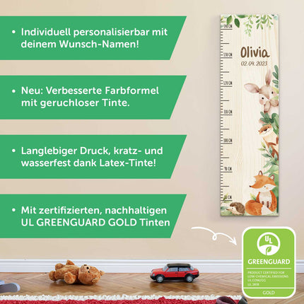 SEO. Messlatte mit Namen für Kinder im Waldtiere Design - Linkreich