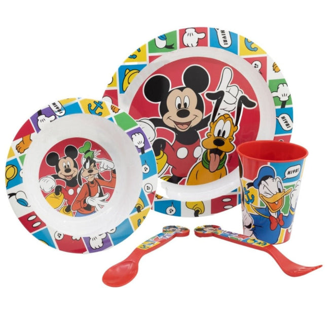 SEO. Micky Maus Plastik Geschirr Set 5 - Teile Kunststoffset für Kinder - Linkreich