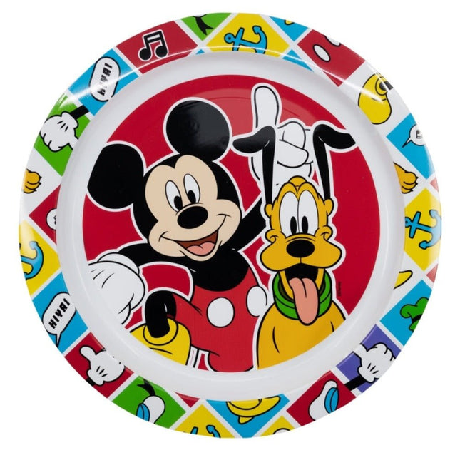 SEO. Micky Maus Pluto Plastik - Teller Kunststoffset für Kinder - Mikrowelle geeignet - Linkreich