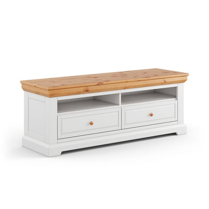 SEO. Milano Elite Massivholz Kiefer TV - Schrank Lowboard | Farbe Weiß/Kiefer - Linkreich